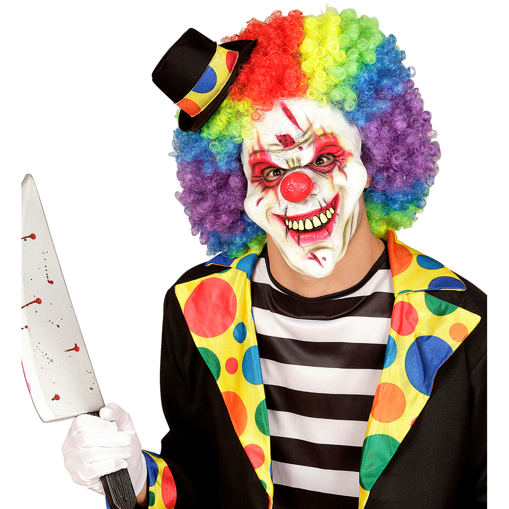 MASCHERA MEZZO VISO KILLER CLOWN ACCESSORI TRAVESTIMENTO HALLOWEEN - 00833