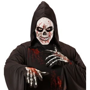 MASCHERA TESCHIO INSANGUINATO MEZZO VISO ACCESSORI TRAVESTIMENTO HALLOWEEN - 05394