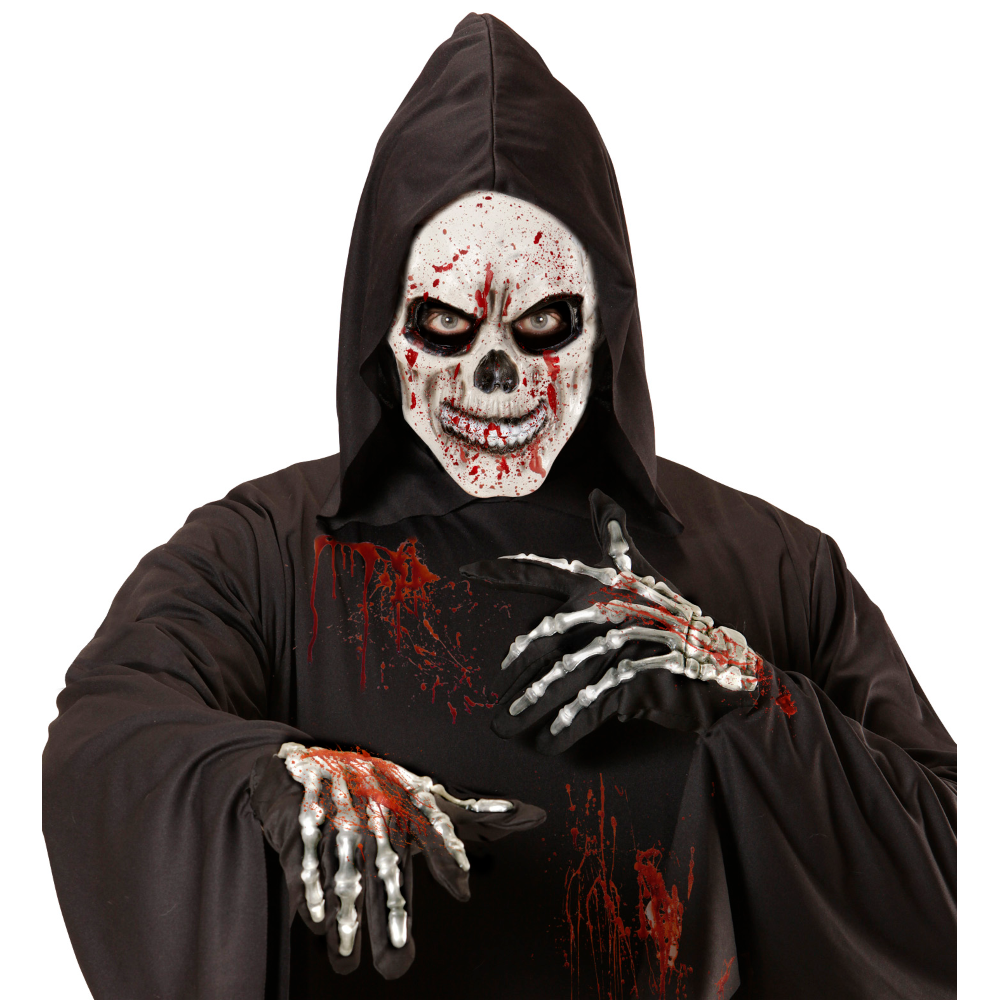 MASCHERA TESCHIO INSANGUINATO MEZZO VISO ACCESSORI TRAVESTIMENTO HALLOWEEN - 05394