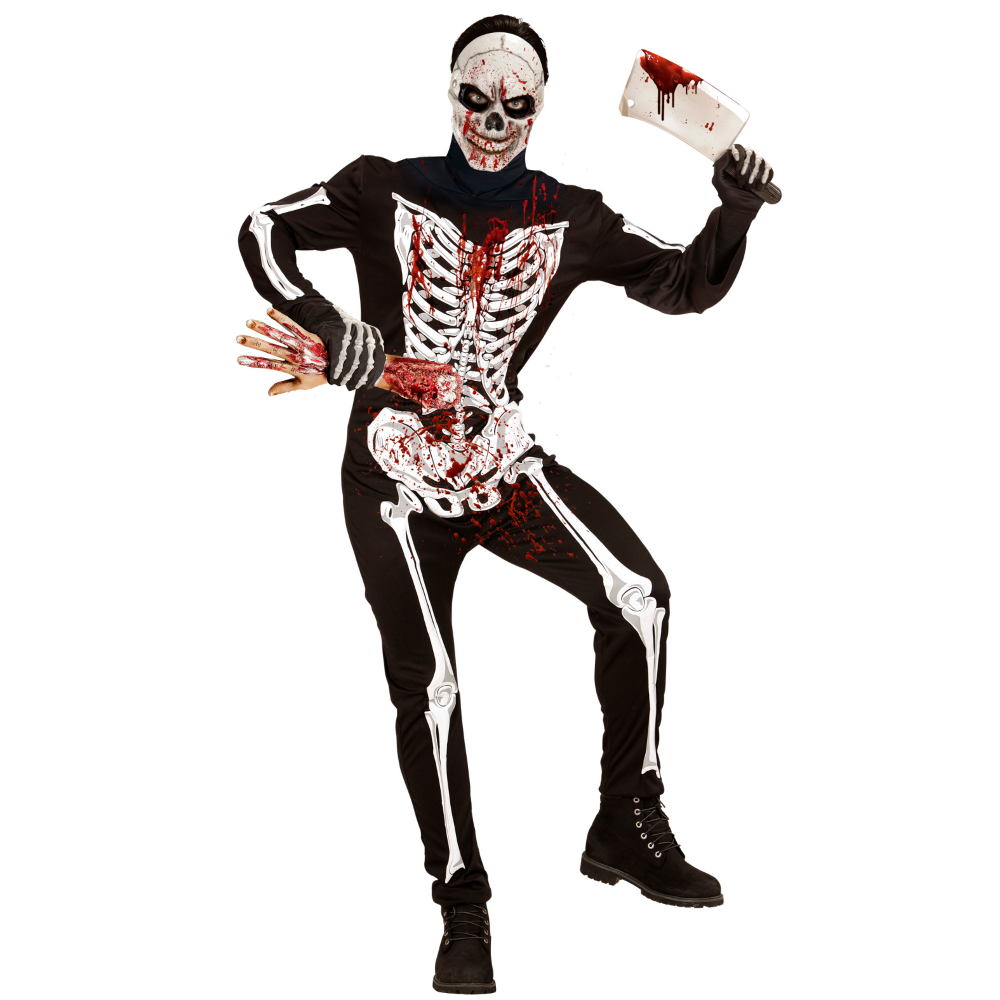 MASCHERA TESCHIO INSANGUINATO MEZZO VISO ACCESSORI TRAVESTIMENTO HALLOWEEN - 05394