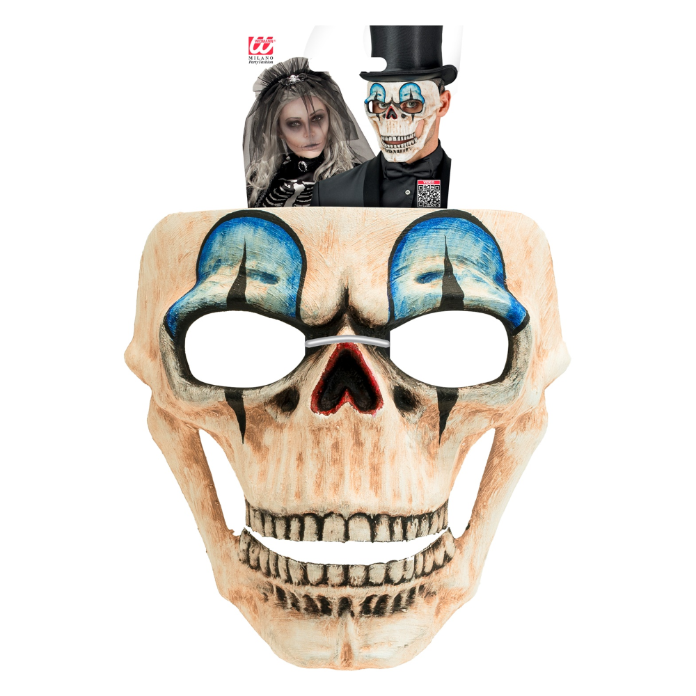 MASCHERA COMMEDIA DELL'ARTE TESCHIO CLOWN ACCESSORI TRAVESTIMENTO HALLOWEEN - 08475