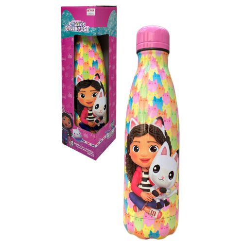 BOTTIGLIA TERMICA IN ACCIAIO INOSSIDABILE GABBY'S DOLLHOUSE CON TAPPO SVITABILE 500 ML - O07881TE/M