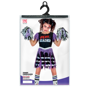 VESTITO CARNEVALE CHEERLEADER ZOMBIE TRAVESTIMENTO COSTUME PER HALLOWEEN DA BAMBINO - 3035