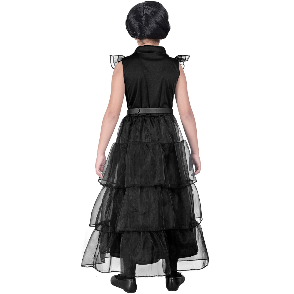 VESTITO CARNEVALE DARK GIRL MERCOLEDÌ AL BALLO TRAVESTIMENTO COSTUME PER HALLOWEEN DA BAMBINO - 4266