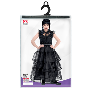 VESTITO CARNEVALE DARK GIRL MERCOLEDÌ AL BALLO TRAVESTIMENTO COSTUME PER HALLOWEEN DA BAMBINO - 4266