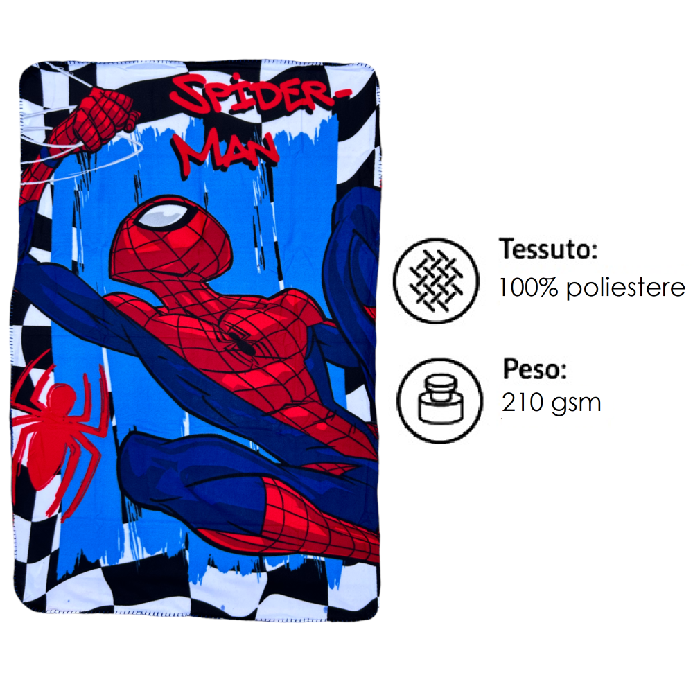PLAID IN PILE SPIDERMAN MARVEL COPERTA IN MORBIDO POLIESTERE 100 X 150 CM 210 GSM - SPM-1431