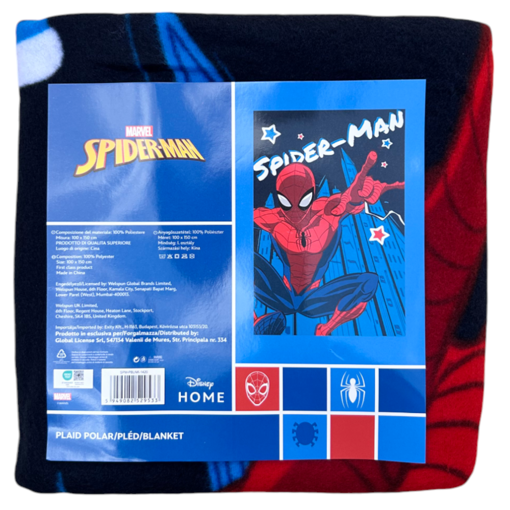 PLAID IN PILE SPIDERMAN MARVEL COPERTA IN MORBIDO POLIESTERE 100 X 150 CM 210 GSM - SPM-1420