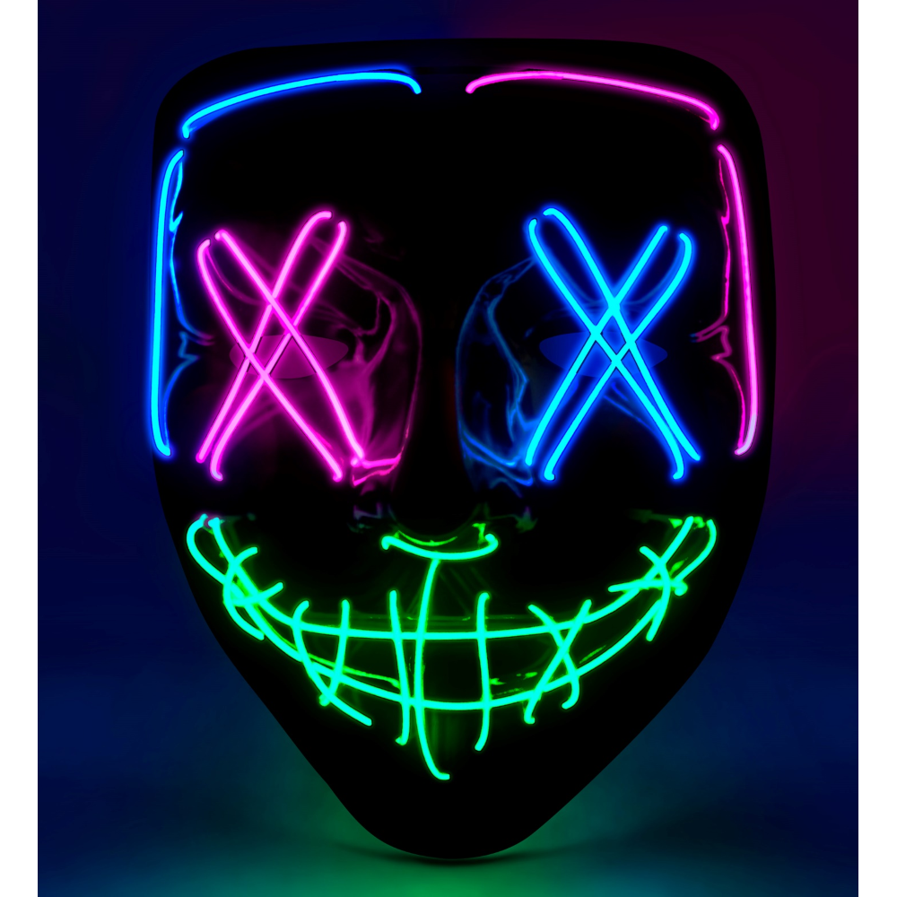 MASCHERA SPAVENTOSA PURGE LED COLORATI ACCESSORIO TRAVESTIMENTI HALLOWEEN - 30333