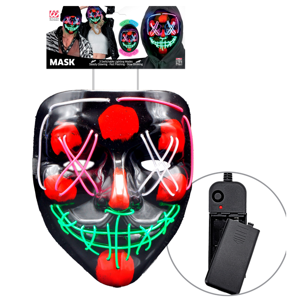 MASCHERA SPAVENTOSA PURGE LED COLORATI ACCESSORIO TRAVESTIMENTI HALLOWEEN - 30333