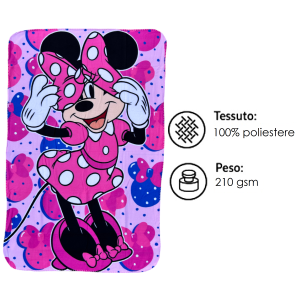 PLAID IN PILE MINNIE DISNEY COPERTA IN MORBIDO POLIESTERE 100 X 150 CM 210 GSM - MIN-1427