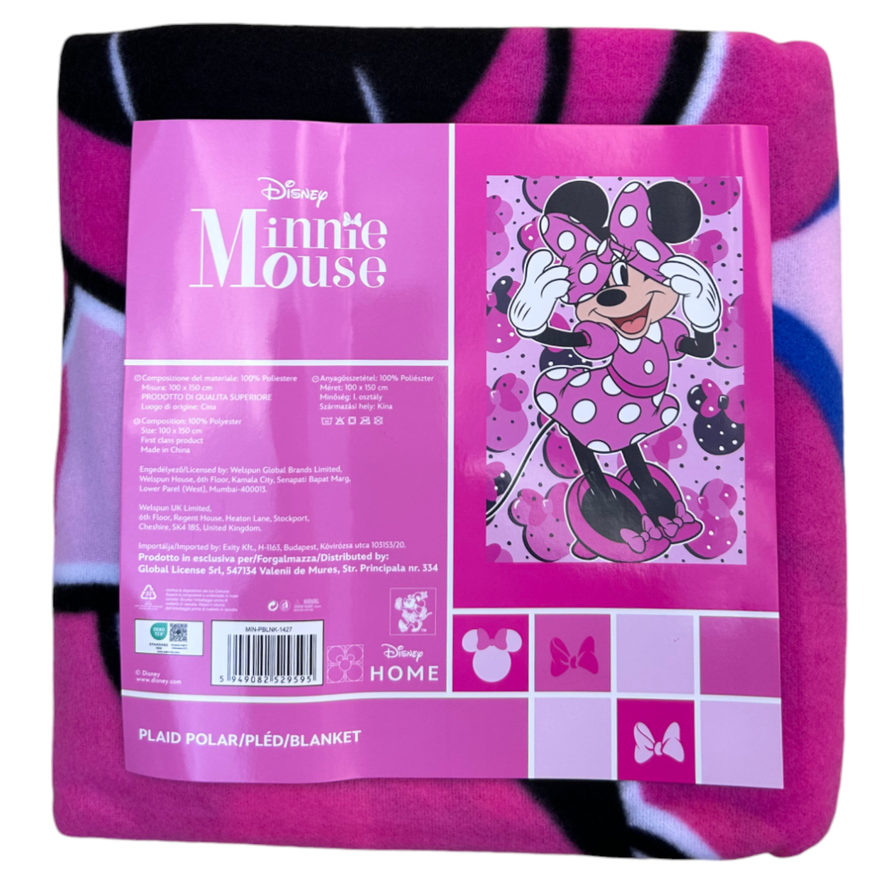 PLAID IN PILE MINNIE DISNEY COPERTA IN MORBIDO POLIESTERE 100 X 150 CM 210 GSM - MIN-1427