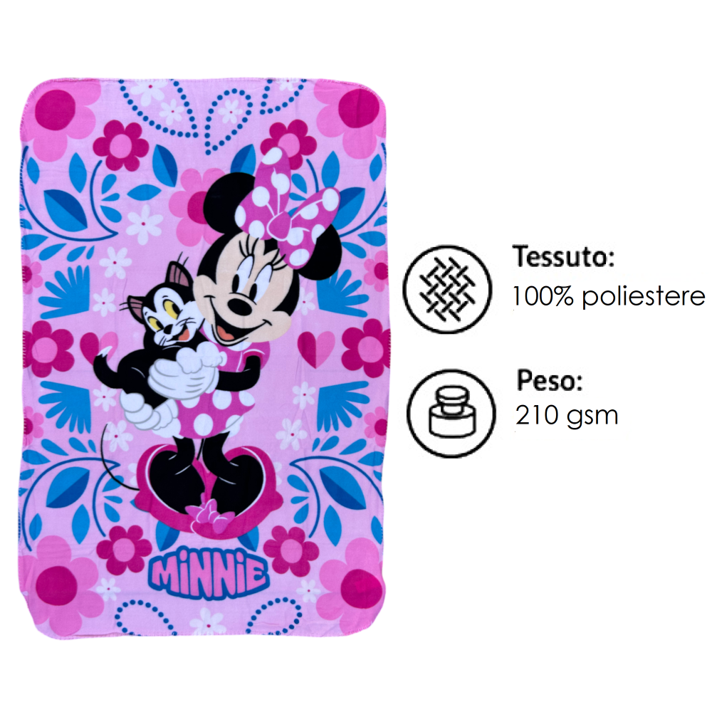 PLAID IN PILE MINNIE FIGARO DISNEY COPERTA IN MORBIDO POLIESTERE 100 X 150 CM 210 GSM - MIN-1430