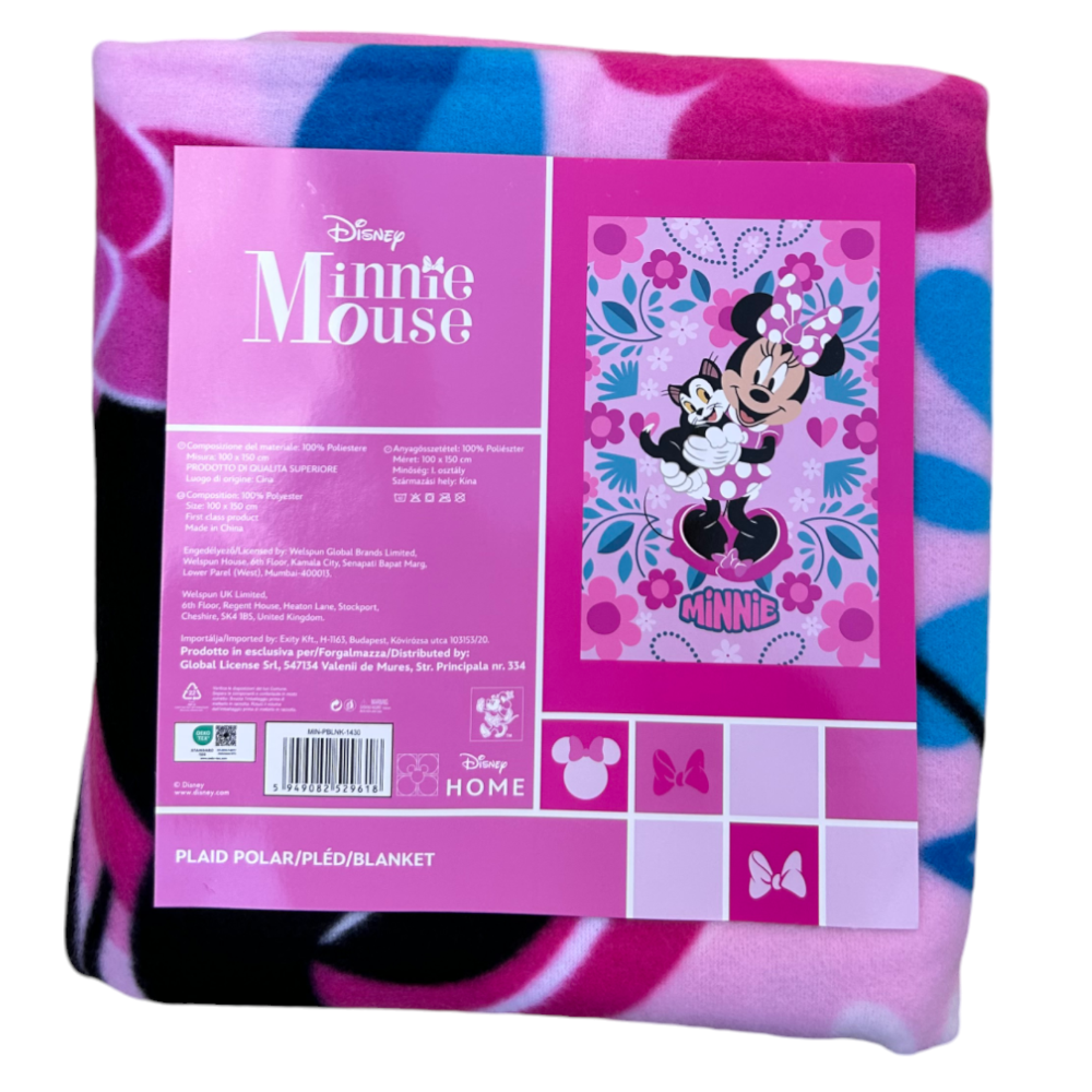 PLAID IN PILE MINNIE FIGARO DISNEY COPERTA IN MORBIDO POLIESTERE 100 X 150 CM 210 GSM - MIN-1430