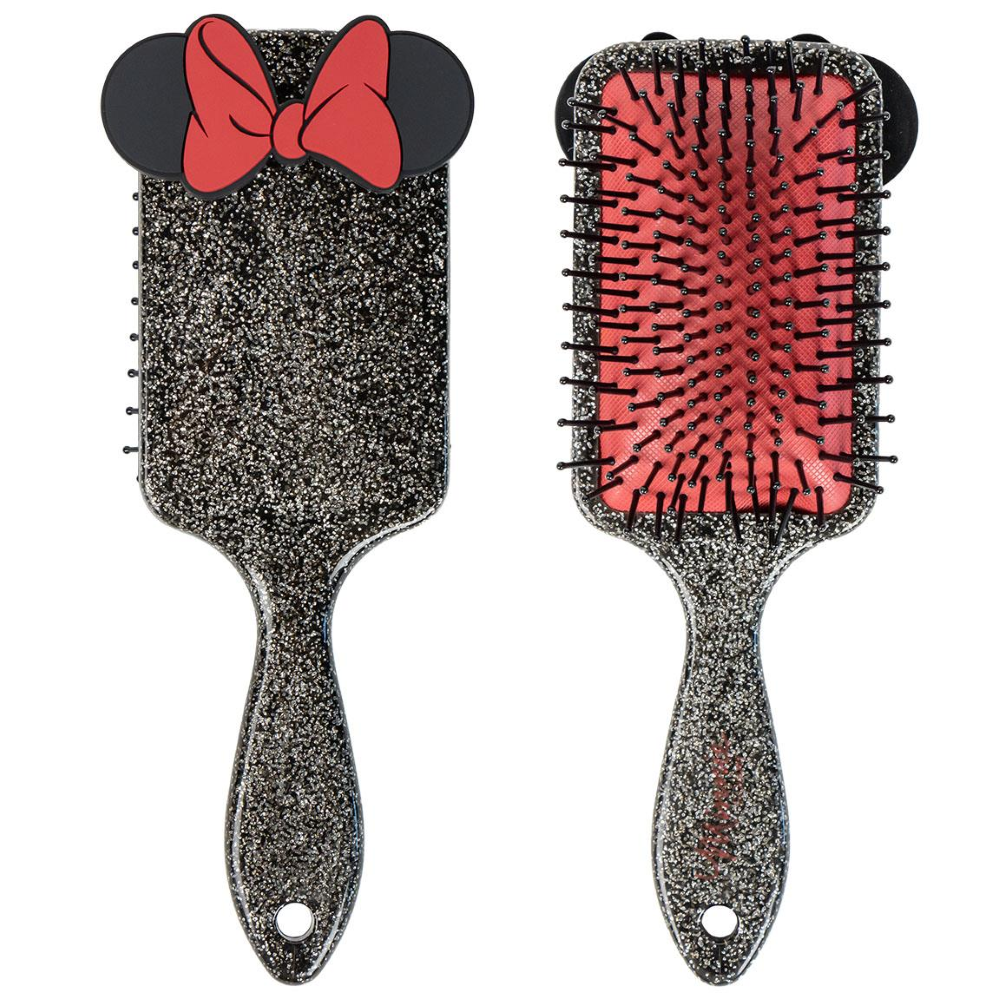 SPAZZOLA PIATTA GLITTERATA MINNIE DISNEY DISTRICANTE PER CAPELLI 22 CM CON CONFEZIONE REGALO - 2896