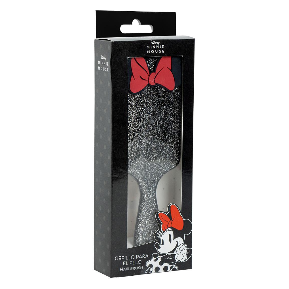 SPAZZOLA PIATTA GLITTERATA MINNIE DISNEY DISTRICANTE PER CAPELLI 22 CM CON CONFEZIONE REGALO - 2896