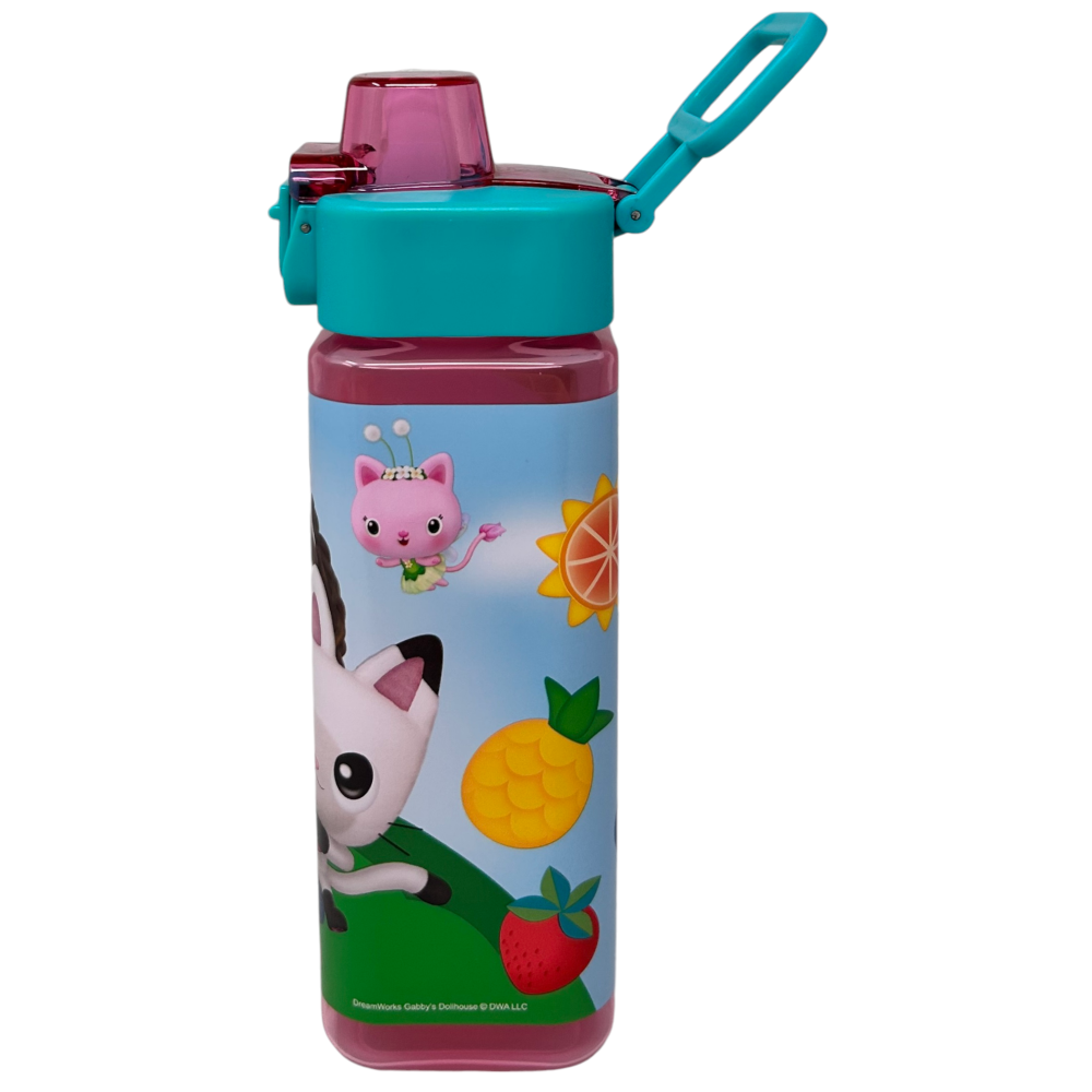 BORRACCIA QUADRATA GABBY'S DOLLHOUSE 500 ML IN PLASTICA RIUTILIZZABILE CON APERTURA A SCATTO - GD00073