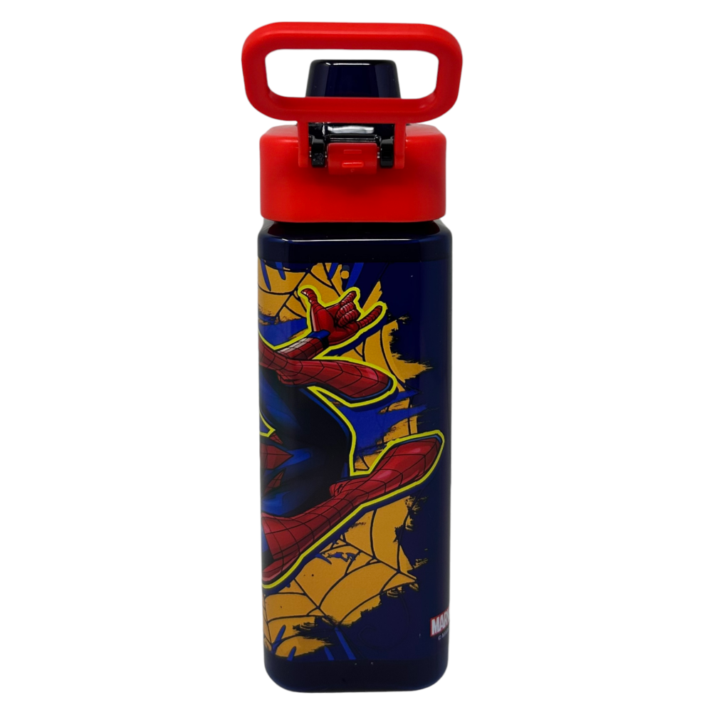BORRACCIA QUADRATA SPIDERMAN MARVEL 500 ML IN PLASTICA RIUTILIZZABILE CON APERTURA A SCATTO - 843396