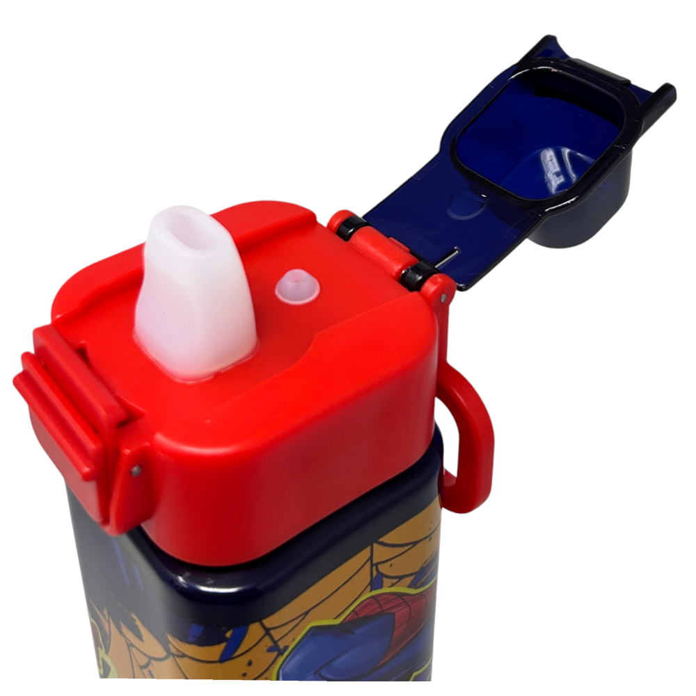BORRACCIA QUADRATA SPIDERMAN MARVEL 500 ML IN PLASTICA RIUTILIZZABILE CON APERTURA A SCATTO - 843396