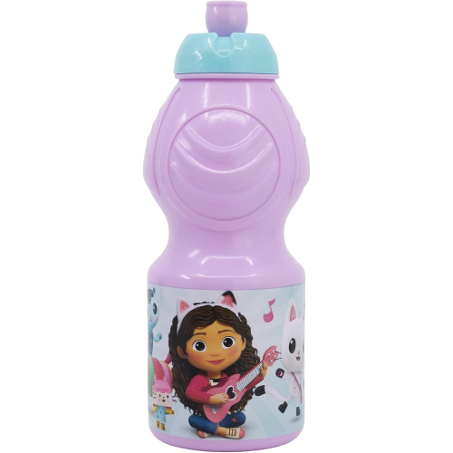 BORRACCIA GABBY'S DOLLHOUSE MODELLO SPORT IN PLASTICA MORBIDA RIUTILIZZABILE CON BECCUCCIO 400 ML. 