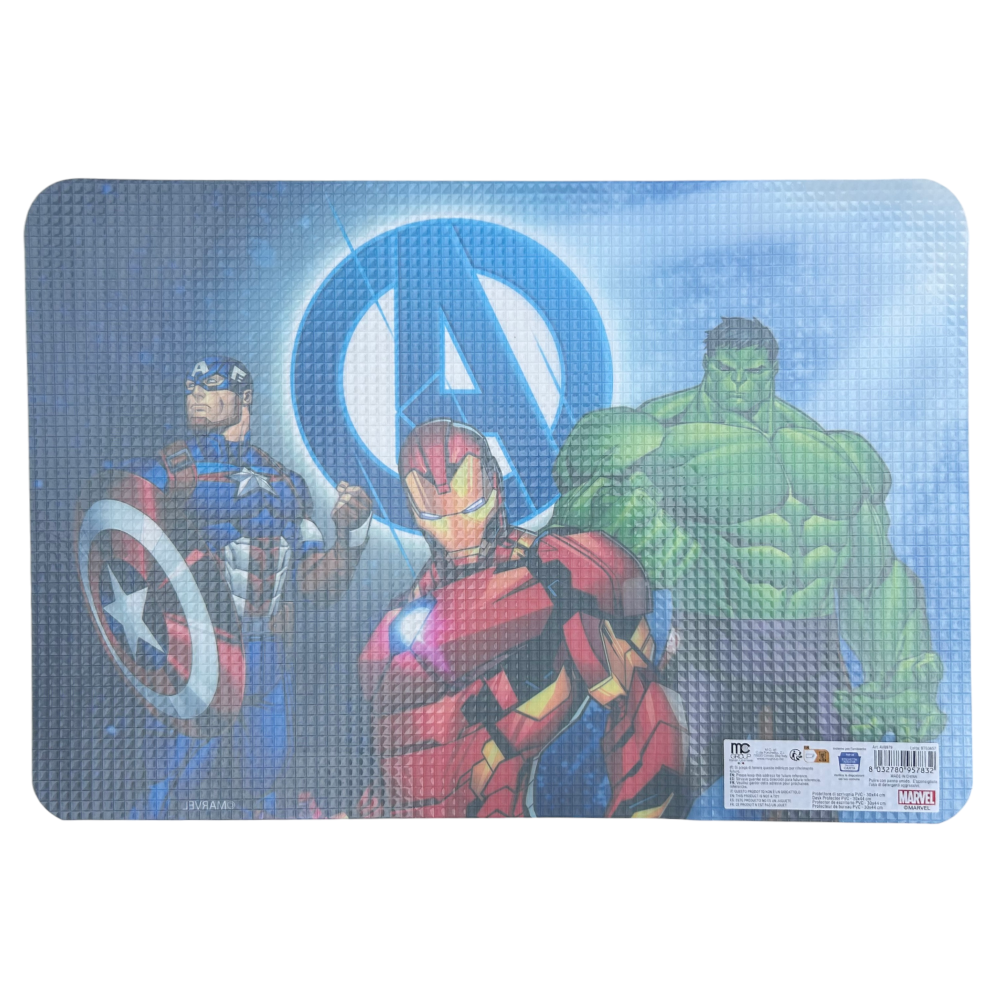 TOVAGLIETTA AVENGERS MARVEL IN PLASTICA MORBIDA ANTISCIVOLO RIPIEGABILE LAVABILE DA COLAZIONE PRANZO CM.44X30 - AV0979