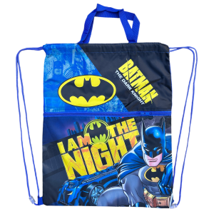 SACCA BATMAN DC CON CHIUSURA A COULISSE TASCA FRONTALE BORSA TEMPO LIBERO PALESTRA CM. 44X34 - BA0994