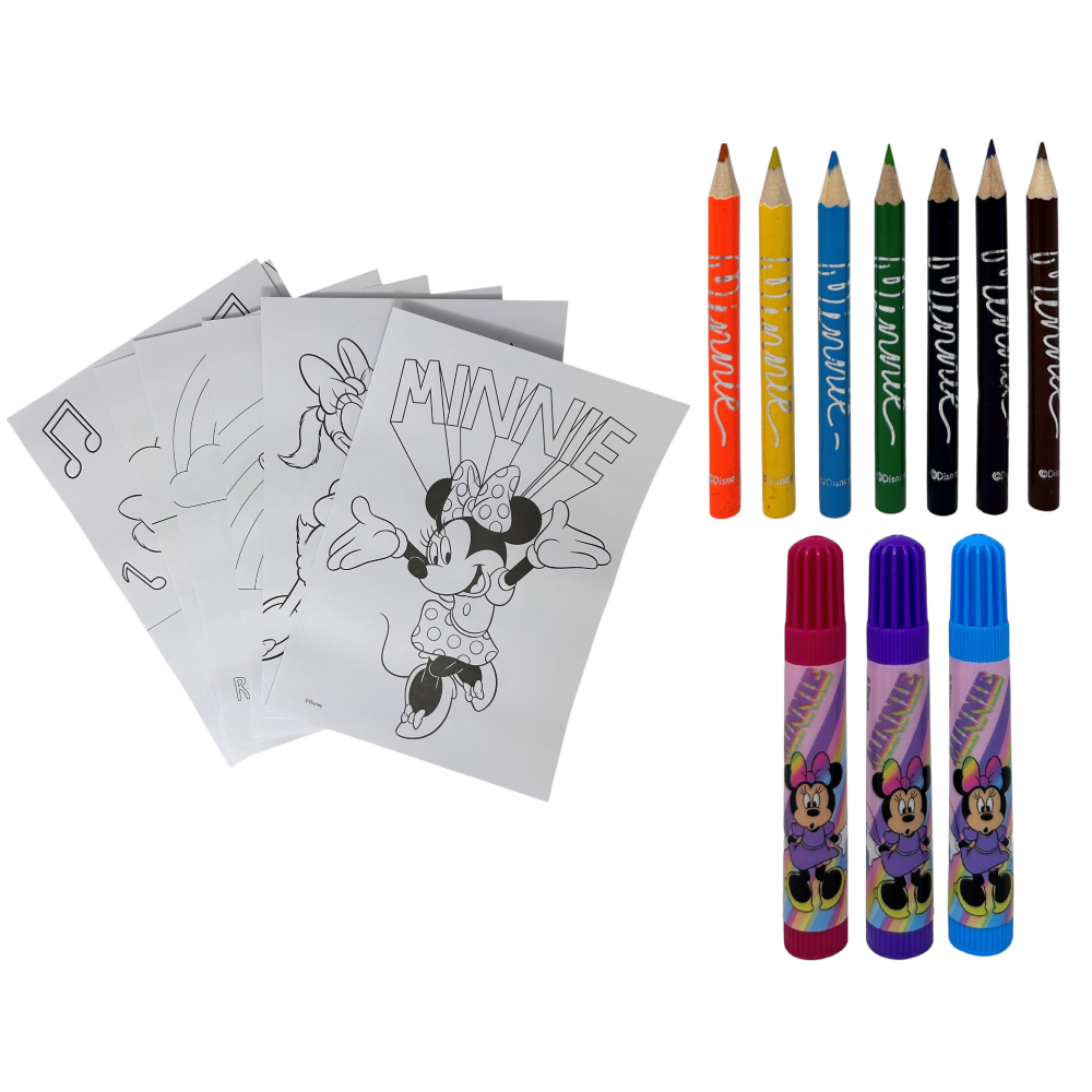 CUBO CANCELLERIA MINNIE MOUSE DISNEY CONFEZIONE 25 PEZZI KIT PER DISEGNARE E COLORARE - MIN0583