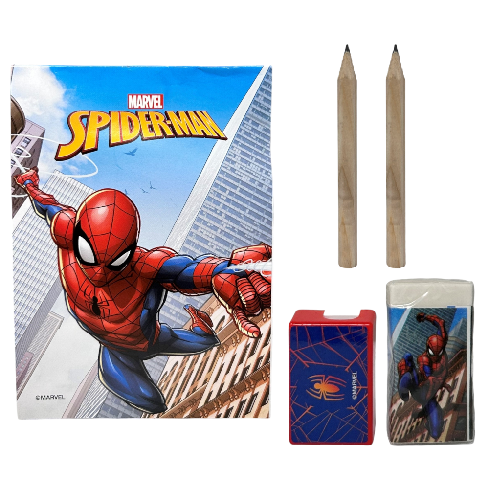CUBO CANCELLERIA SPIDERMAN MARVEL CONFEZIONE 25 PEZZI KIT PER DISEGNARE E COLORARE - SP0583