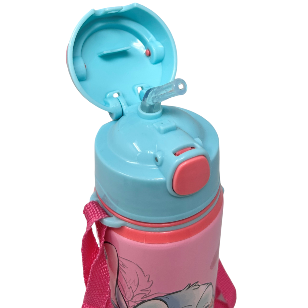 BORRACCIA IN ALLUMINIO CON CANNUCCIA STITCH DISNEY 600 ML APERTURA AUTOMATICA CON TRACOLLA- ST00055