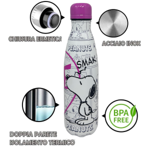 BOTTIGLIA TERMICA SNOOPY BORRACCIA IN ACCIAIO INOSSIDABILE 500 ML - P10246TE/B
