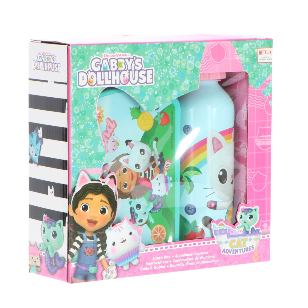 SET BORRACCIA IN ALLUMINIO E PORTAMERENDA GABBY'S DOLLHOUSE IN CONFEZIONE - GD00079