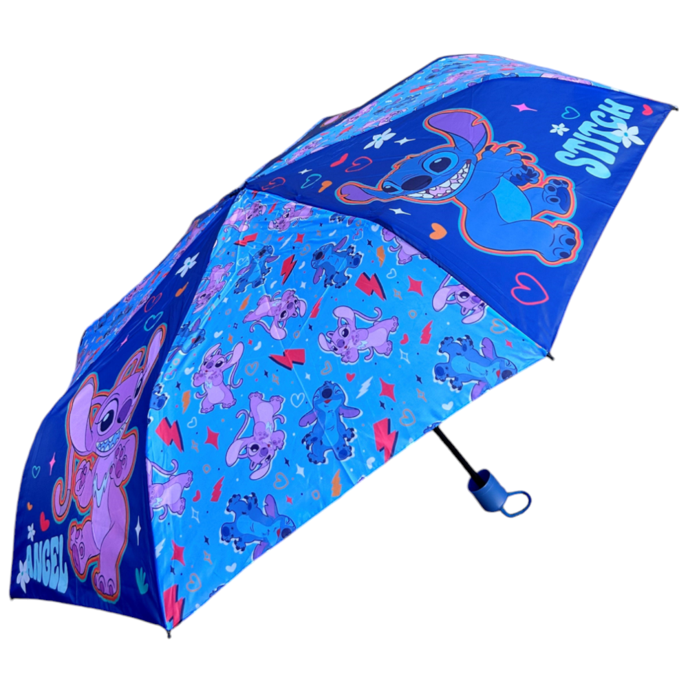 OMBRELLO PIEGHEVOLE STITCH ANGEL DISNEY ACCESSORIO PER LA PIOGGIA BAMBINI - D08897MC