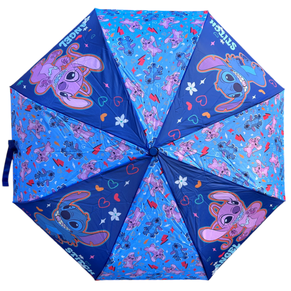 OMBRELLO PIEGHEVOLE STITCH ANGEL DISNEY ACCESSORIO PER LA PIOGGIA BAMBINI - D08897MC
