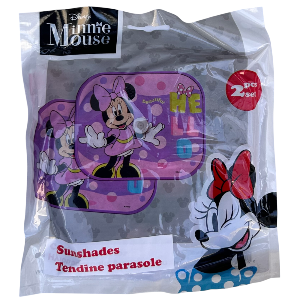 TENDINE PARASOLE LATERALI MINNIE DISNEY COPPIA DI TENDINE PER AUTO 44 X 35 CM PROTEZIONE RAGGI UV - 31611