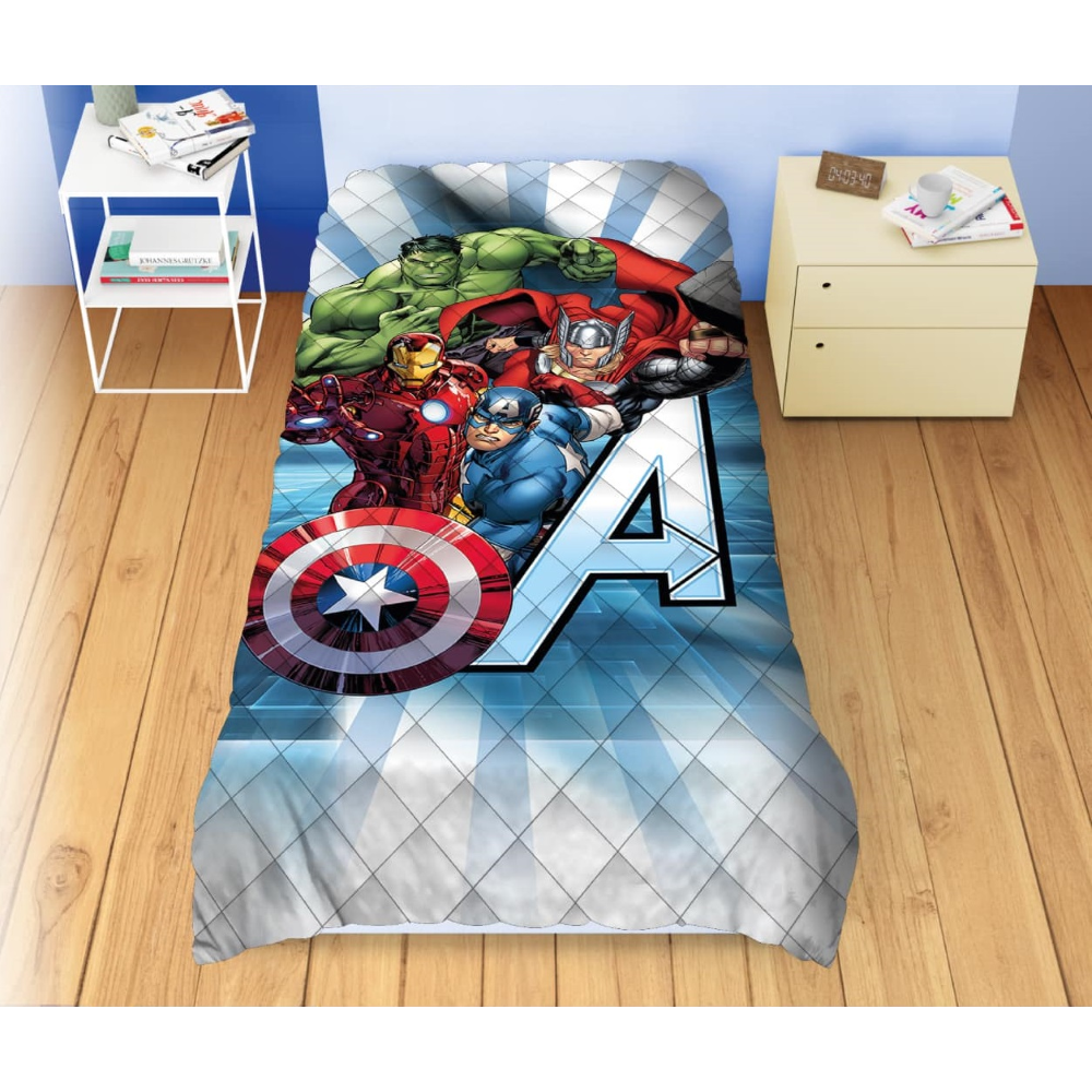 TRAPUNTINO DOUBLEFACE AVENGERS MARVEL COPERTA COPRILETTO TRAPUNTATO 100 GSM LETTO SINGOLO 170X250 CM - AVE1761