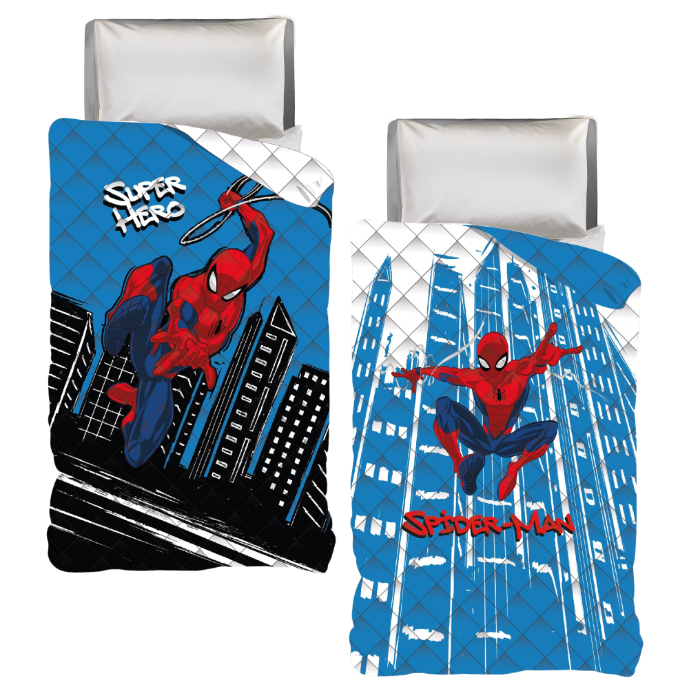 TRAPUNTINO DOUBLEFACE SPIDERMAN MARVEL COPERTA COPRILETTO TRAPUNTATO 100 GSM LETTO SINGOLO 170X250 CM - SPM1780
