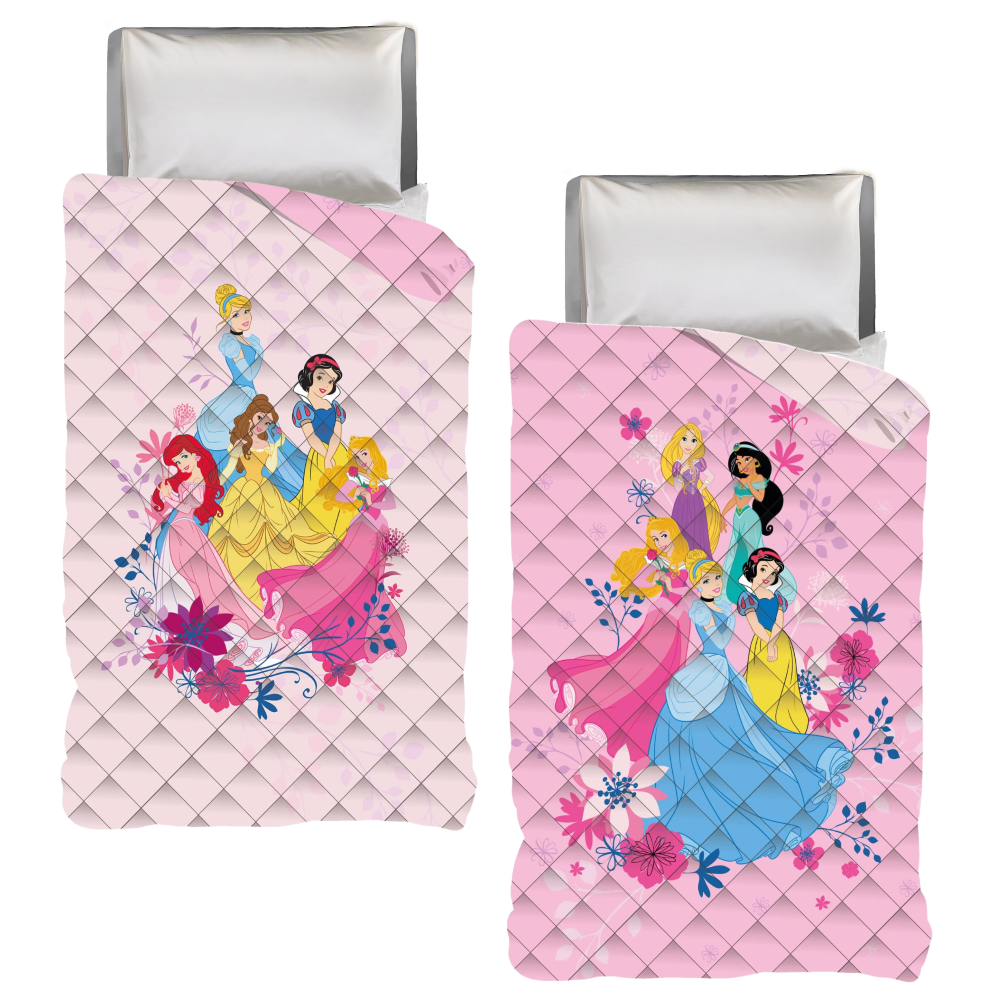 TRAPUNTINO DOUBLEFACE PRINCIPESSE DISNEY COPERTA COPRILETTO TRAPUNTATO 100 GSM LETTO SINGOLO 170X250 CM - PRI1771