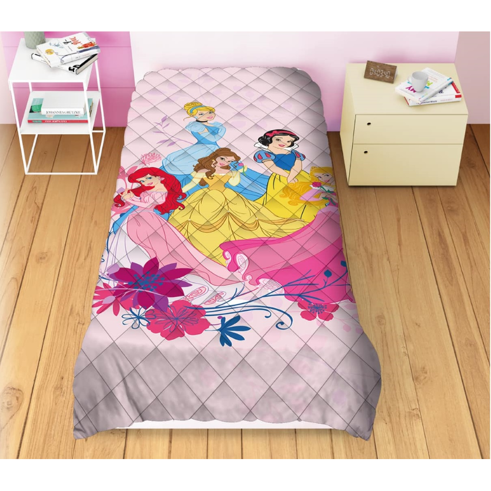 TRAPUNTINO DOUBLEFACE PRINCIPESSE DISNEY COPERTA COPRILETTO TRAPUNTATO 100 GSM LETTO SINGOLO 170X250 CM - PRI1771