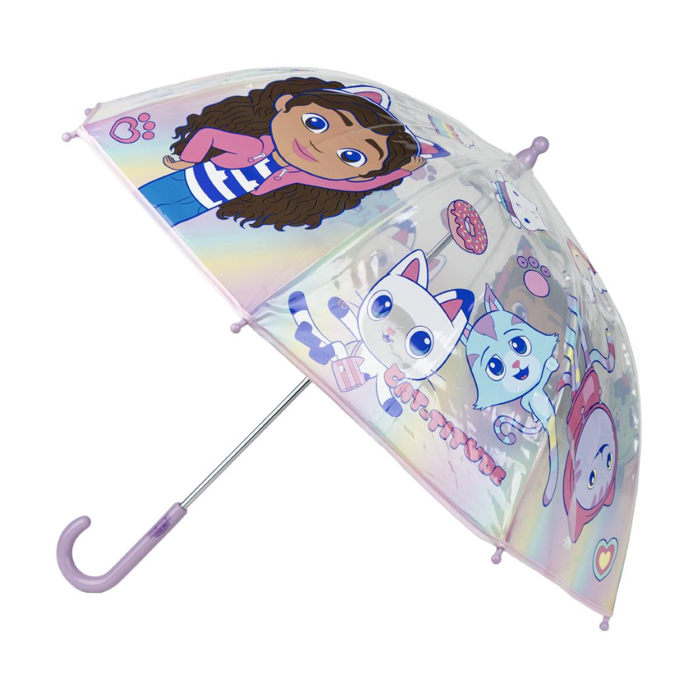 OMBRELLO TRASPARENTE GABBY'S DOLLHOUSE CON APERTURA MANUALE 8 RAGGI - 0800