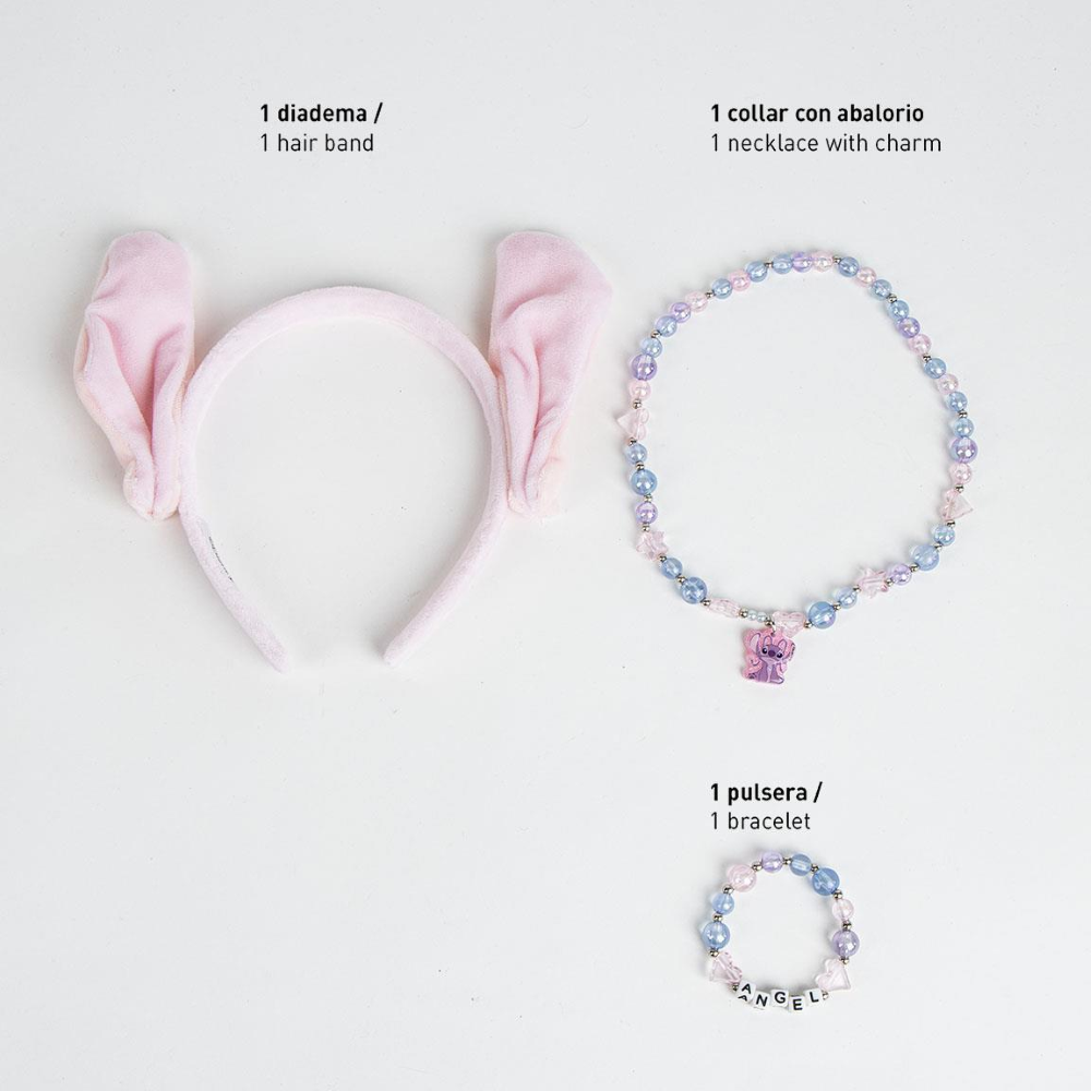SET ACCESSORI ANGEL DISNEY STITCH BRACCIALE COLLANA CERCHIETTO CON ORECCHIE - 3077