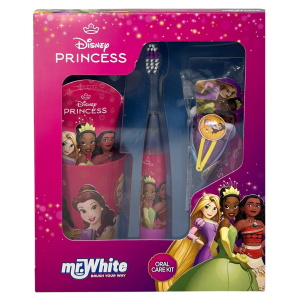 SET ACCESSORI CURA IGIENE ORALE PRINCIPESSE DISNEY 4 PEZZI SPAZZOLINO LUMINOSO PER BAMBINI