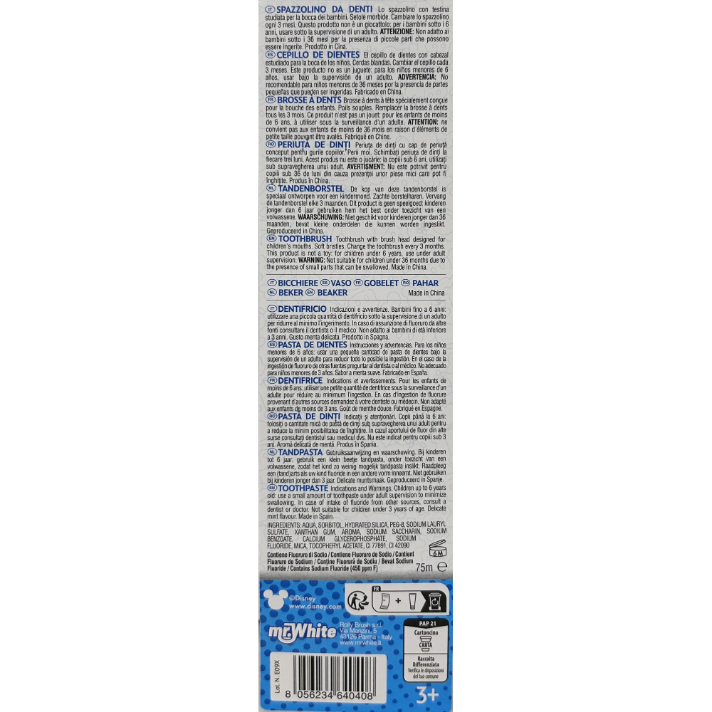 SET ACCESSORI CURA IGIENE ORALE MINNIE DISNEY 4 PEZZI CON POCHETTE