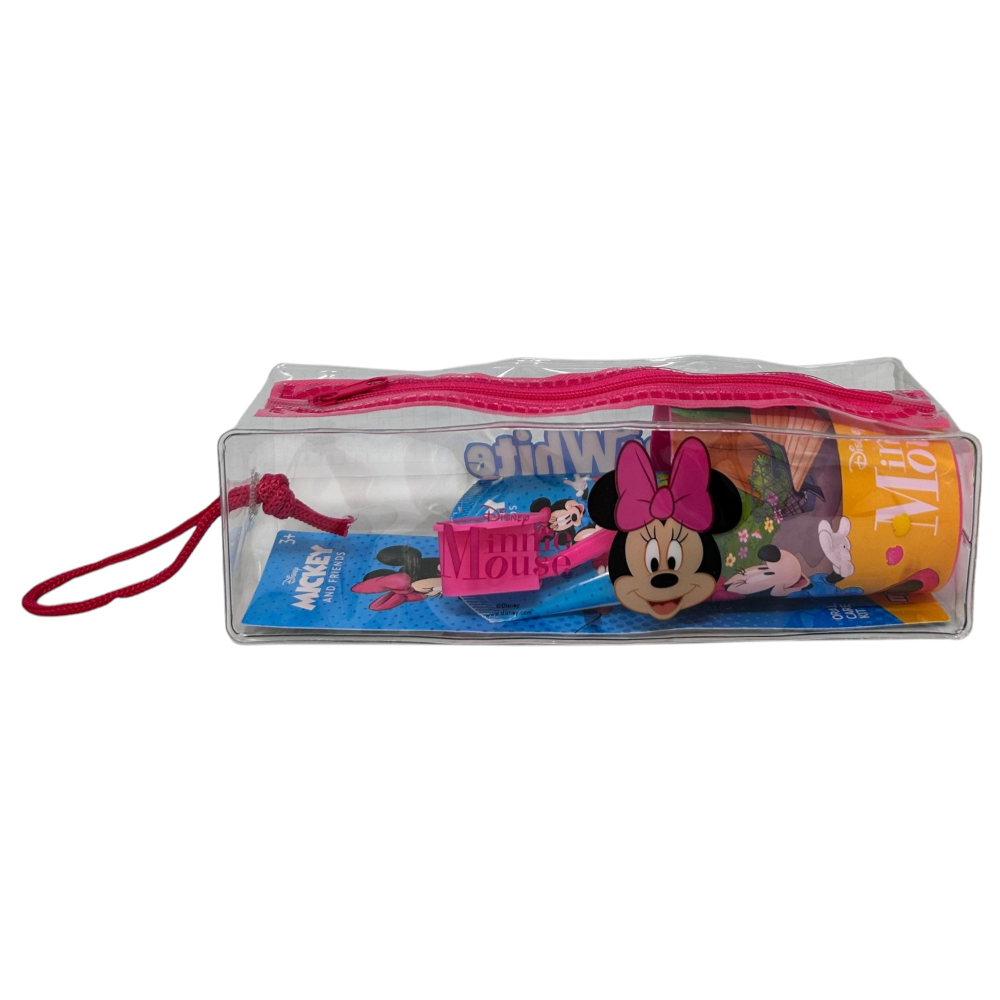 SET ACCESSORI CURA IGIENE ORALE MINNIE DISNEY 4 PEZZI CON POCHETTE