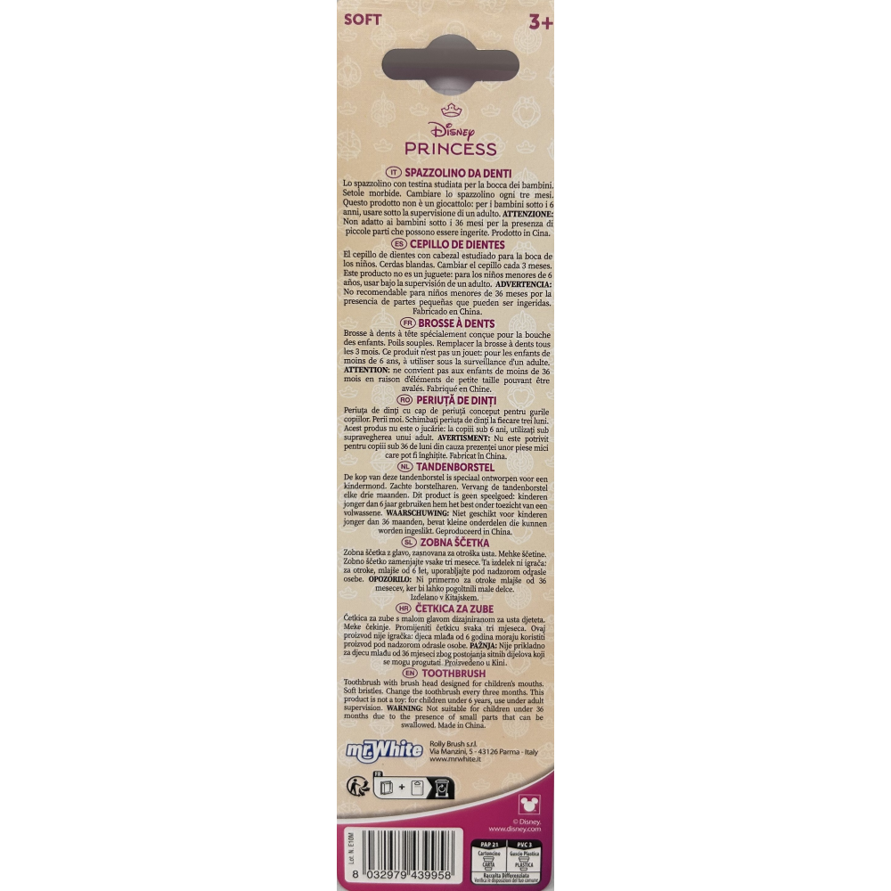 SPAZZOLINO PRINCIPESSE DISNEY SPAZZOLINO MANUALE ERGONOMICO CON SETOLE MORBIDE