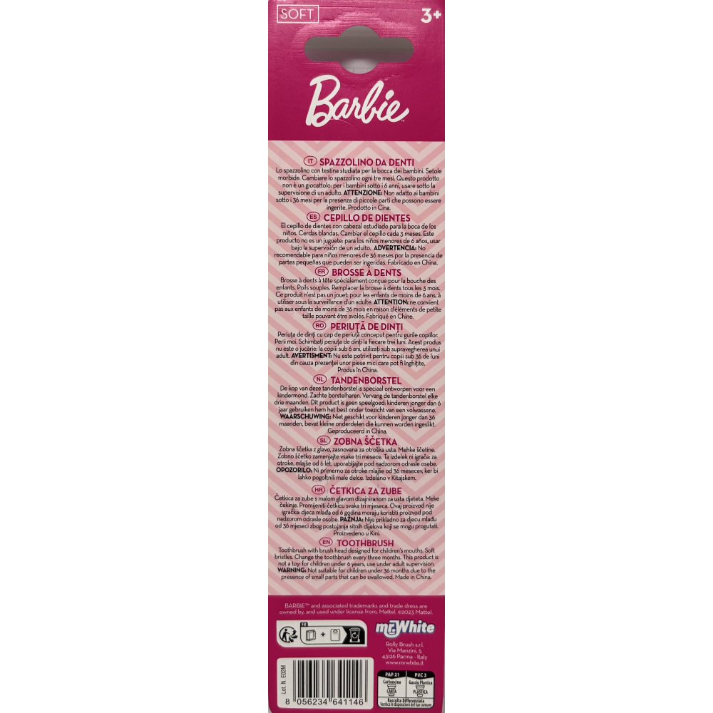 SPAZZOLINO BARBIE SPAZZOLINO MANUALE ERGONOMICO CON SETOLE MORBIDE