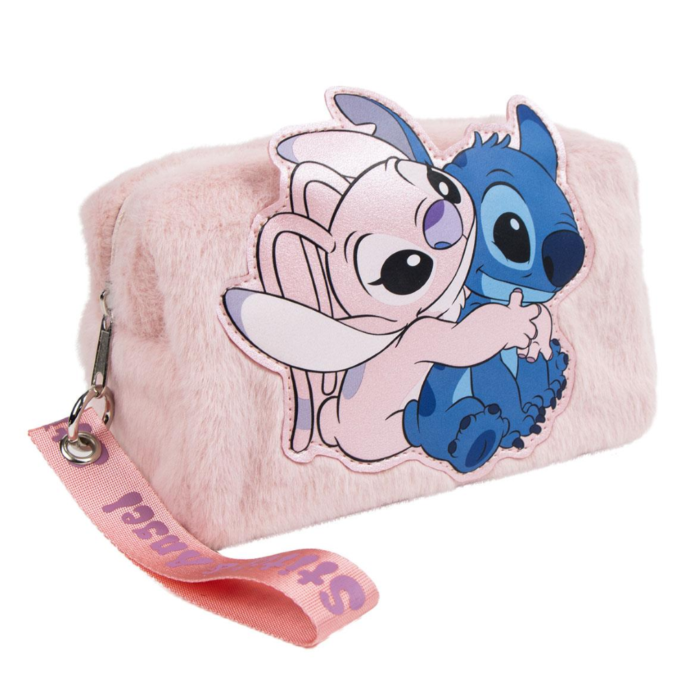 BEAUTY CASE STITCH E ANGEL DISNEY PORTA ACCESSORI DA BAGNO O VIAGGIO CON DETTAGLIO 3D EFFETTO PELUCHE - 3174