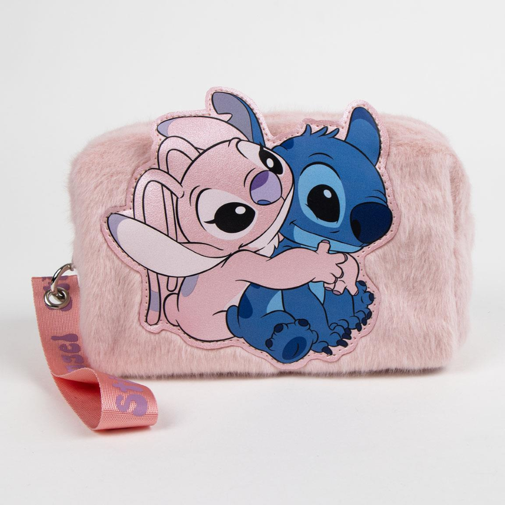 BEAUTY CASE STITCH E ANGEL DISNEY PORTA ACCESSORI DA BAGNO O VIAGGIO CON DETTAGLIO 3D EFFETTO PELUCHE - 3174