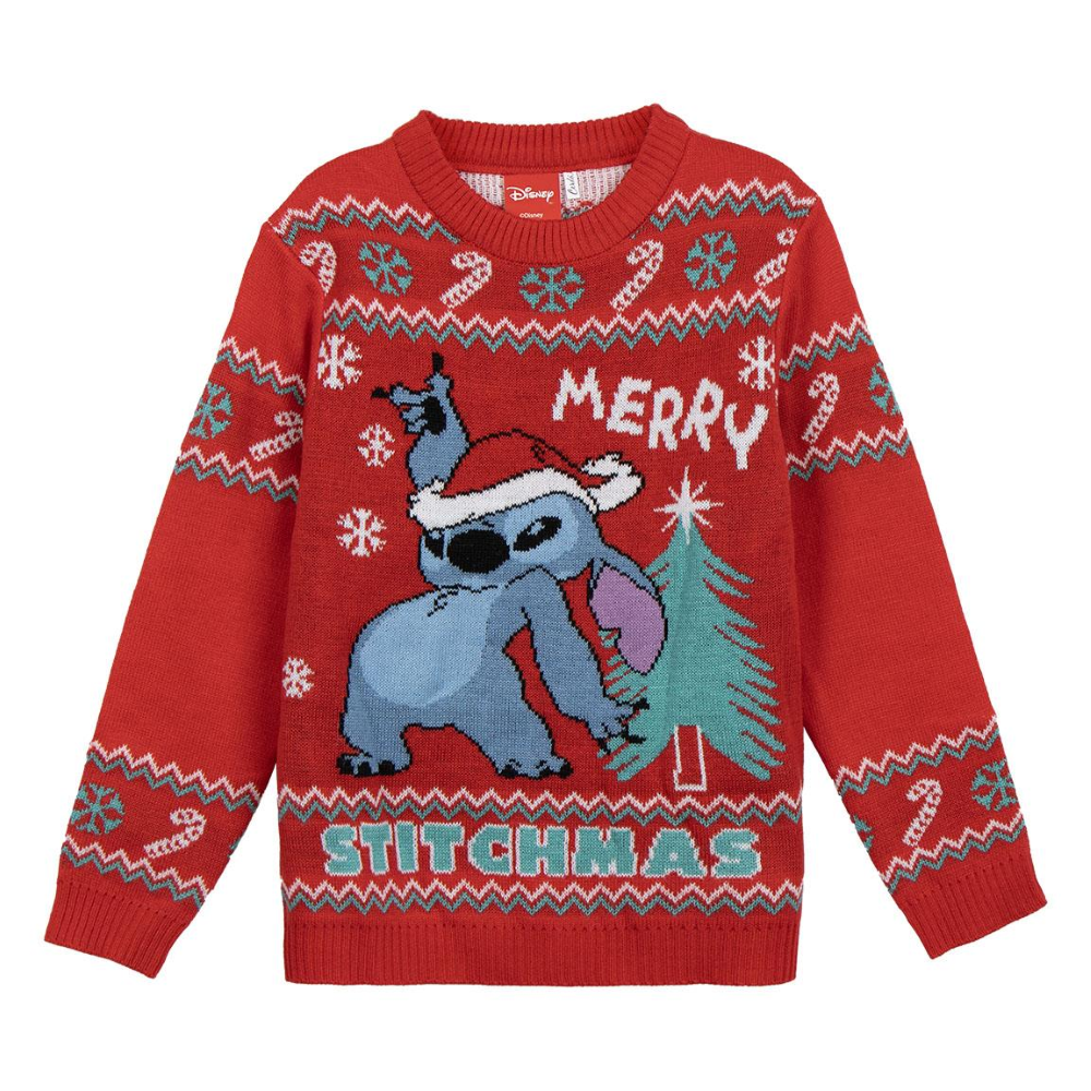 MAGLIONE NATALIZIO STITCH DISNEY MAGLIA DI NATALE PER BAMBINI 100% POLIESTERE - 2460