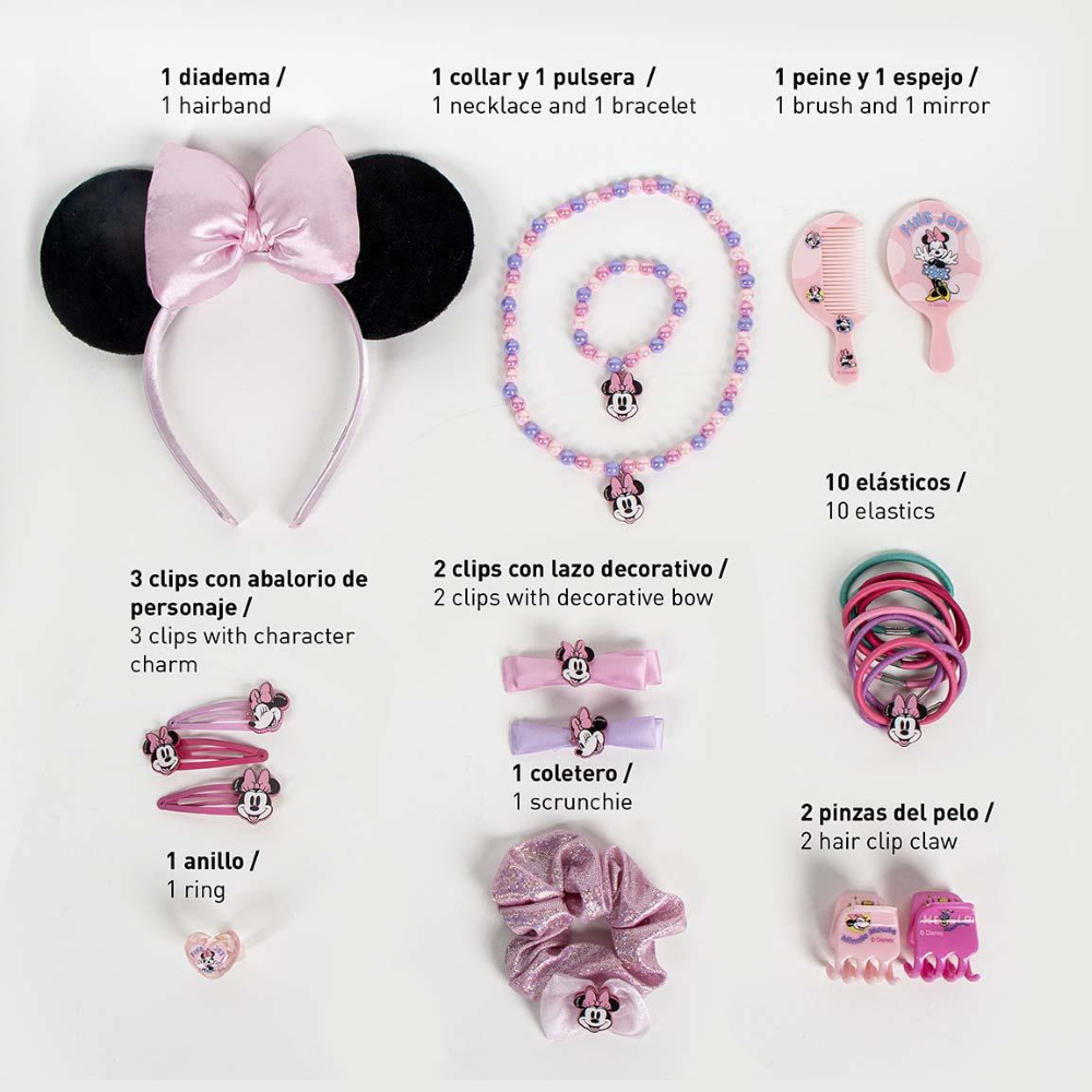 SET ACCESSORI MINNIE MOUSE DISNEY 24 PEZZI ACCESSORI CAPELLI BIGIOTTERIA - 2939