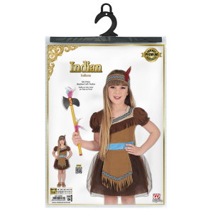 VESTITO CARNEVALE INDIANA TRAVESTIMENTO COSTUME PER BAMBINI FESTE A TEMA - 0203