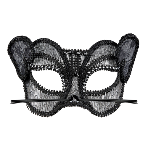 MASCHERA PANTERA IN PIZZO E STRASS ACCESSORI TRAVESTIMENTO COSTUMI CARNEVALE - 03631